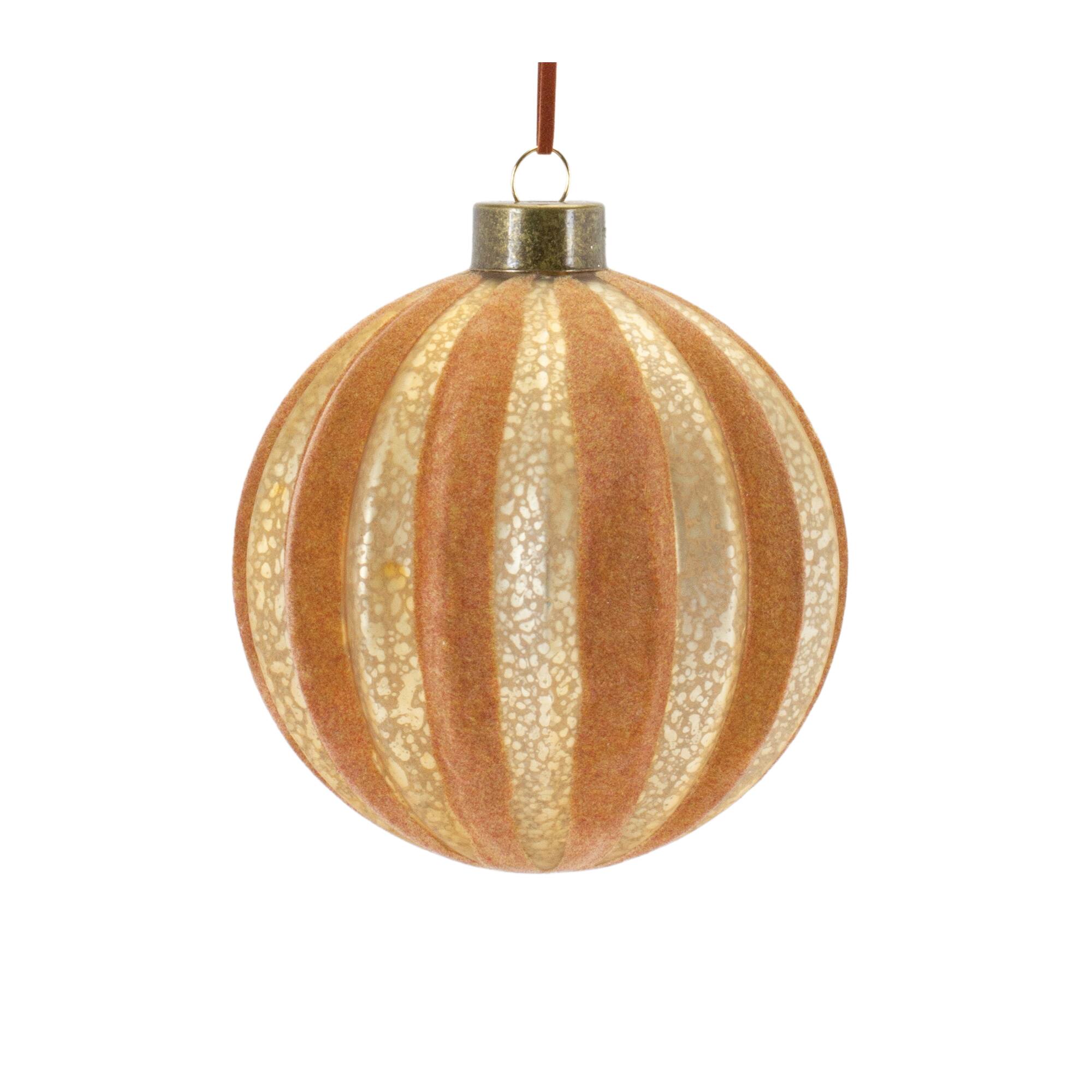 12ct. Copper Glass Ribbed Mixed Ornaments